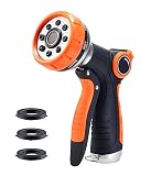 Garden Hose Nozzle, Metal Water Hose Nozzle with 8 Adjustable Spray Patterns, High Pressure Hand Spr