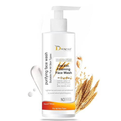 Image of Drontika Wild & Pure Oat & Niacinamide Face Wash - Hydrating Cleanser with Seabuckthorn & Willow Bark | For Smooth, Even Skin - 200ml