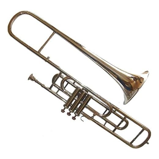 Queen Brass 3-Valve Bb Tenor Trombone Brass Plated with Designer Hard Case for Students Beginners and Crossover Trumpet Players Lightweight and Durable