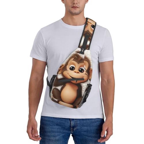 Sling Bag para hombres y mujeres con diseño mono miniatura 6
