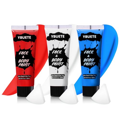 YBUETE 3Pcs Face Body Paint, Professional Paint for...