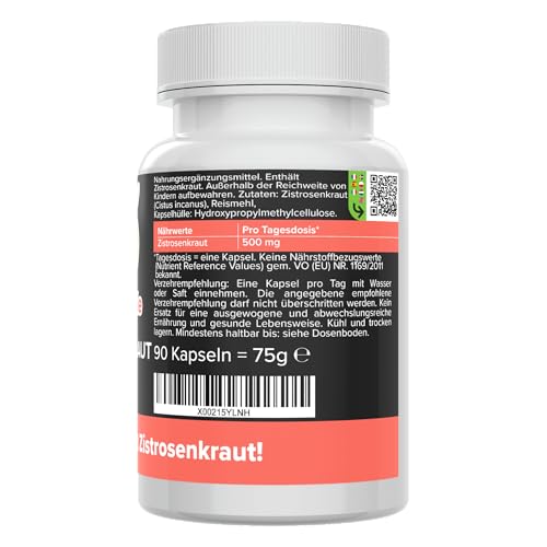 Zistrose Kapseln - hochdosiert 500 mg - bioaktiv & vegan - Produktion in Deutschland - ohne Zusatzstoffe - Cistus incanus (Zistrosenkraut-Pulver) - Kapseln statt Tropfen & Tabletten - Vitamineule®