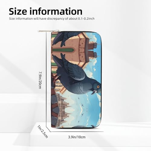 cartoon pigeon Print Women Wallet Trendy Travel-Friendly 7.9X3.9in Casual Clutch Purse Gift for Ladies4