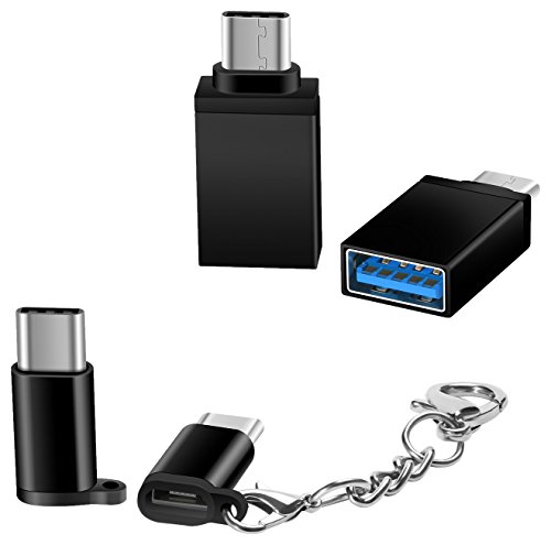 IPEAK USB Type C Adapters Bundle, 4 in 1 USB-C to Micro USB & USB C to USB A Convert Connector fit Samsung Galaxy S9 S8 Plus Note 8 MacBook Nintendo Switch Sony XZ LG G6 Google Pixel 2 XL Nexus 6P 5X