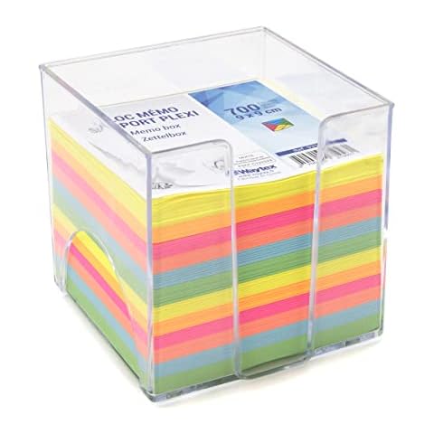 WAYTEX 931151 Memo Pad with 700 Multi-Coloured Notes 9 x 9 cm with Clear Plastic Backing Cover