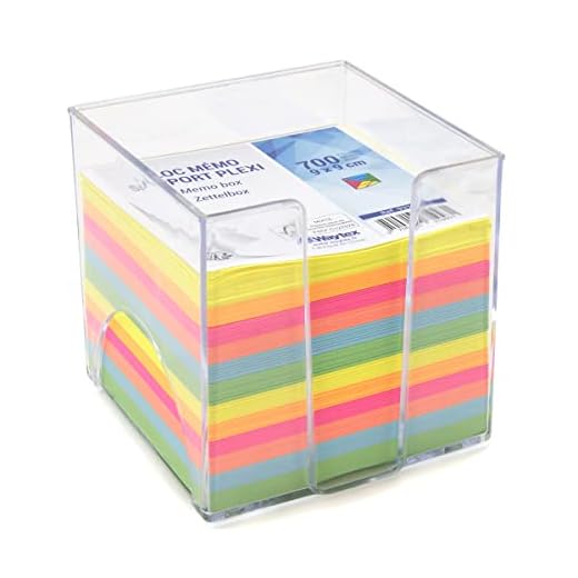 Waytex 931151 - Bloc de notas (700 notas multicolor, 9 x 9 cm, con soporte de plástico transparente)