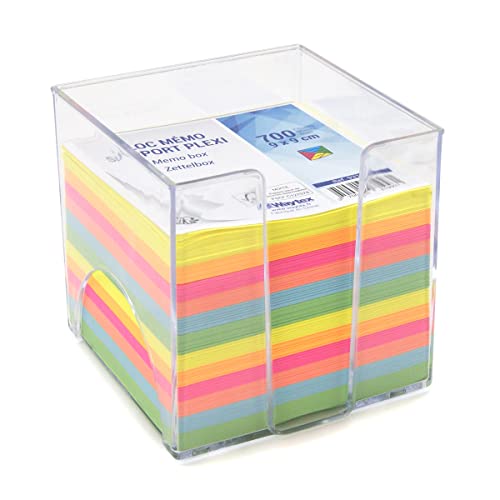 Waytex 931151 - Bloc de notas (700 notas multicolor, 9 x 9 cm, con soporte de plástico transparente)