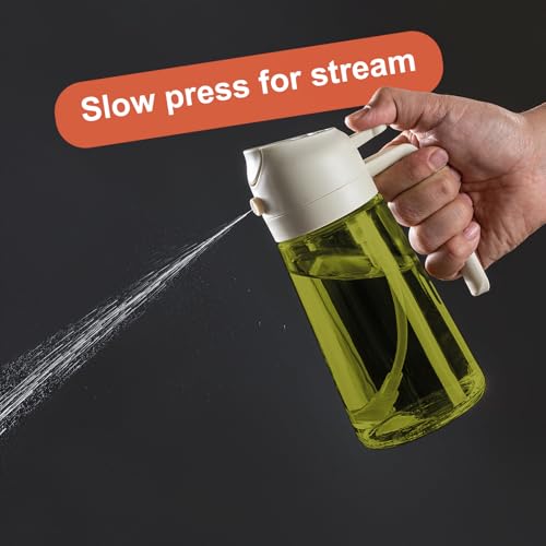 Image of CXINYI - 16oz /470ml Olive Oil Dispenser for Kitchen with Stickers - 2 in 1 Olive Oil Sprayer for Cooking, Air Fryer, and Salad, White (Light-Proof Kitchen Gadget)