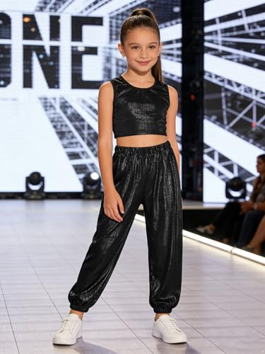Ensemble complet de danse moderne jazz noir avec pantalon souple - 5