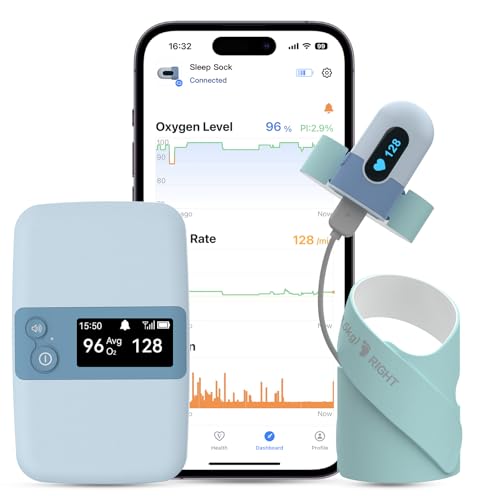 pulsioxímetro para bebé, monitor de sueño con estación base en tiempo real, dispositivo oxímetro para saturación de oxígeno O2 y frecuencia cardiaca