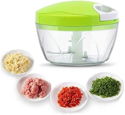 FAMOUS SHOP Classic String Vegetable Chopper with 3 Sharp Stainless Steel Blade, Anti Slip Silicone,Compact Pack of 1 ? Multi-Colour