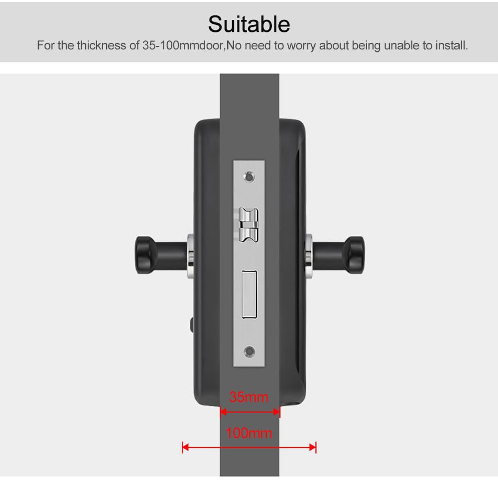 TUYA Serrure de porte intelligente avec poignée : authentification biométrique, mot de passe numérique, entrée sans clé à empreintes digitales, serrure à mortaise électronique Bluetooth