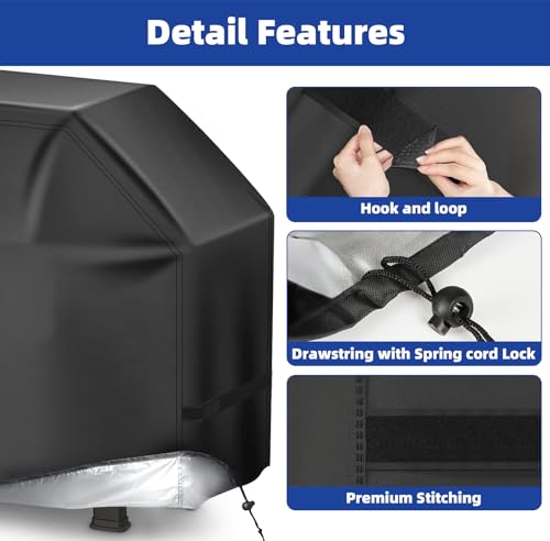 HAZBEN Perfect Grill Cover for Outdoor Grills Waterproof Rip-Proof Weather Resistant for Reliable Protection Griddle Cover Easy to Clean Adjustable Hem Drawstring Fade Resistant (48 inch) - Thumbnail 4