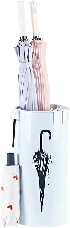 Household Simple Iron Round Umbrella Stand Storage Bucket Storage Umbrella Receiving Rack Umbrella Holder(OneColor)