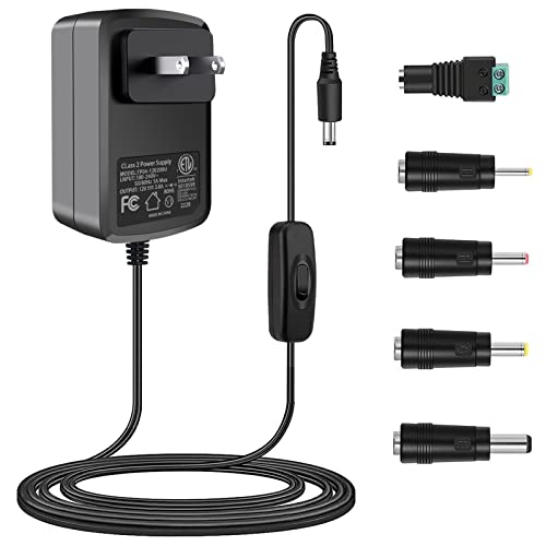 Image of 12V 2A Power Adapter with Inline on Off 24W Switch Supply with 5 Selectable Plugs