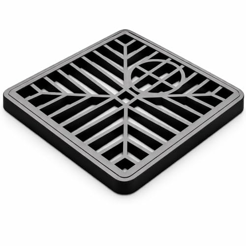 Image of Square Outdoor Drain Cover 150mm x 150mm 6 x 6 Inch Heavy Duty Drain Grate Cover Durable Outdoor Waste Drain Grid for Garden Patio Driveway and Yard Surface Water Drainage