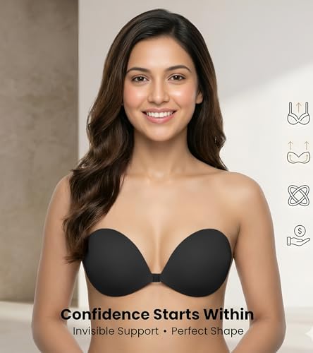 Image of Enclave Silicone Adhesive Bra for Women, Reusable Push-Up Design with Front Clasp, No-Show Fit for Strapless, Backless & Plunge Outfits
