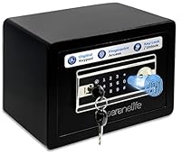 SereneLife Fingerprint Safe 0.63 Cubic FT | Electronic Fingerprint Access, Money, Handgun & Jewlery Safe for Home & Office | Touchscreen Keypad & includes 4 Keys | 13.77 x 9.84 x 9.84 Inch | Black