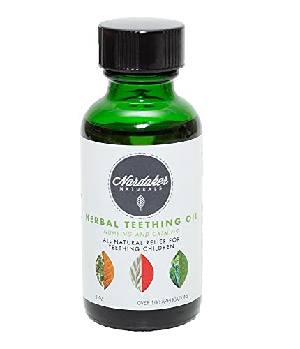 Nordaker Naturals Organic Herbal Teething Oil 1oz with >100 Doses (Small Batch by Certified Herbalists) Natural Pain Relief, Reduce Inflammation, Effective Numbing and Calming for Teething Babies