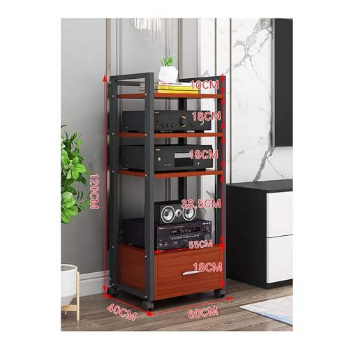 60 Long Multi-Tier Audio Rack with Drawer Amplifier Stand hifi AV Cabinet Mobile Kickstand CD Rack Media Storage Shelf Protects and organizes your valuable music, movie and video game collection. ( Co