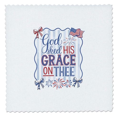 3dRose God shed his Grace on thee Colorful Text 25x25 inch Quilt Square