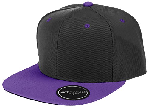 L.O.G.A. Plain Adjustable Snapback Hats Caps (Many Colors). Black/Purple