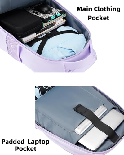 MATEIN Rolling Backpack for Women, 17 Inch Travel Laptop Backpacks with Wheels, Waterproof Large Roller Carry On Luggage Wheeled, Trolley Overnight Suitcase Business Computer Bag, Purple