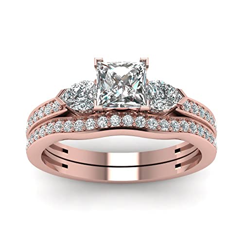 Princess Cut Moissanite Wedding Ring Sets for Women,1.75/2.75 CTW Moissanite Rings Engagement Ring Sets Platinum Plated Silver Ring Band Sets Free Engraved