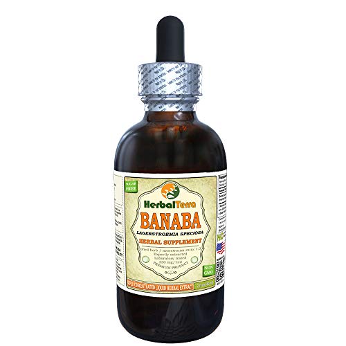 Banaba, Nicker Bean (Lagerstroemia Speciosa) Dried Leaf Liquid Extract (Brand Name: HerbalTerra, Proudly Made in USA) 2 oz Banaba, Nicker Bean (Lagerstroemia Speciosa) Dried Leaf Liquid Extract (Brand Name: HerbalTerra, Proudly Made in USA) 2 oz