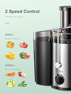 Extracteur de Jus Centrifuge 800W avec Large Goulotte de 3 Pouces, Facile à Nettoyer, Acier Inoxydable, Sans BPA, Idéal pour Fruits et Légumes (Sliver, 500W)