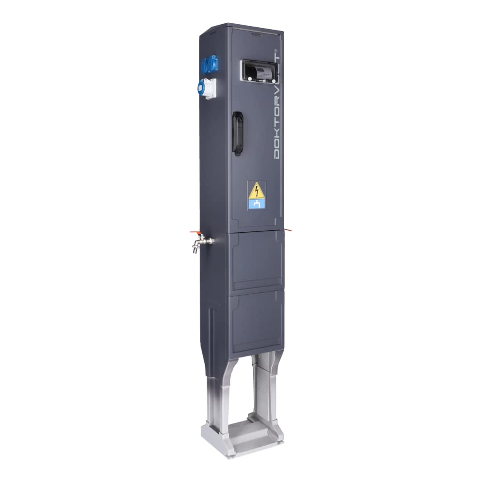 Doktorvolt Stromverteiler Campingverteiler Campingsäule Energiesäule Stromsäule Camping Strom CV-CAMP 2x(1x230V Typ F/ 1x230V Typ E/ 1x Camp) Mit Wasseranschluss Camping Wohnwagen Garten