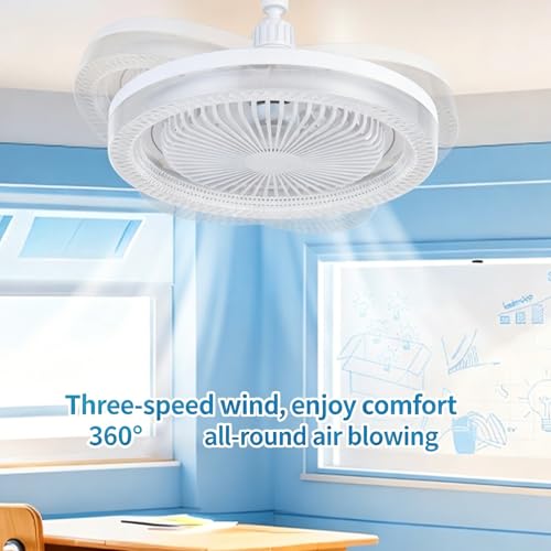 Ventilador de techo recargable USB silencioso con luces E27 4