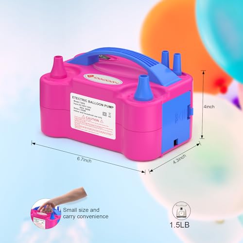 Id Idaodan FJY0001USP Idaodan Electric Balloon Pump, Portable Electric Balloon Blower Machine Balloon Air Pump Dual Nozzle Rose Red 110V 600W Balloon Inflator thumb #4