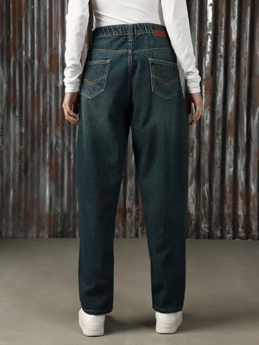 Image of High Star Women Washed Cotton Mom Fit High- Rise Jeans 40