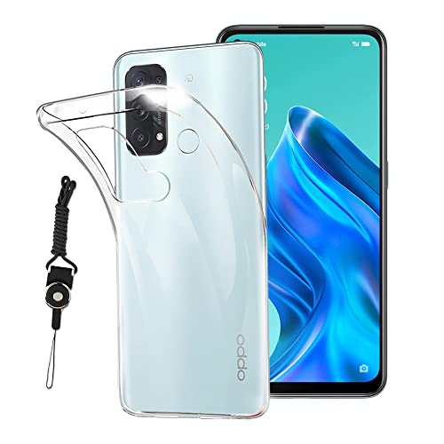 OPPO Reno5 A 用の ケース クリア カバー TPU 耐衝撃 極薄 黄変防止 柔らかい すり傷防止 指紋防止 耐久 携帯便利 ストラップホール付属 ネックストラップ付 OPPO Reno5 A