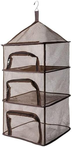 Hubiuyo 干し網 干しかご 4段 折りたたみ式 魚 ひもの 干し野菜、花、ハーブ芽植物、スモーク用食材 乾燥用 ドライネットドライバスケット 万能干し網 ネット ハンギングドライネット干物用ネット 通気性 昆虫を防ぐ 天日干し (ベージュ)