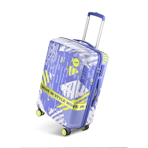 Image of Skybags Wanderlust Check-in Trolley Bag 68cm | Medium | Hard Luggage | Printed 8-Wheel Suitcase | TSA Lock with Anti-Theft Zipper | Polycarbonate | 3 Years International Warranty - Unisex (Blue-Lime)
