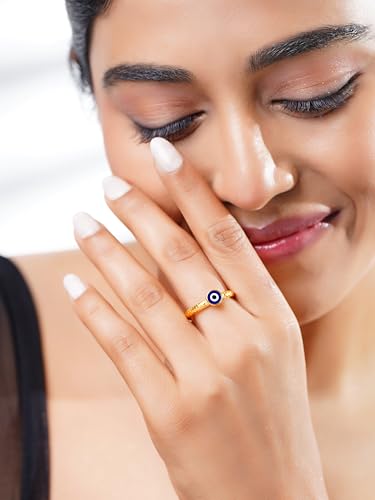 Image of 18K Gold Plated Enamel Evil Eye Ring for Womens | Statment Rings for Women | Waterproof and Anti Tarnish Demifine Jewelry | Gifts for Women & Girls | 1 Year Warranty*