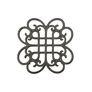 GASARÉ, Cast Iron Trivet for Hot Dishes, Pots, and Pans, Metal Trivet, Classic Design, Rubber Feet Caps, Ring Hanger, 9 Inches, Brown, 1 Unit GASARE Cast Iron Trivet for Hot Dishes Pots and Pans Metal Trivet Classic Design Rubber Feet Caps Ring Hanger 9 Inches Brown 1 Unit