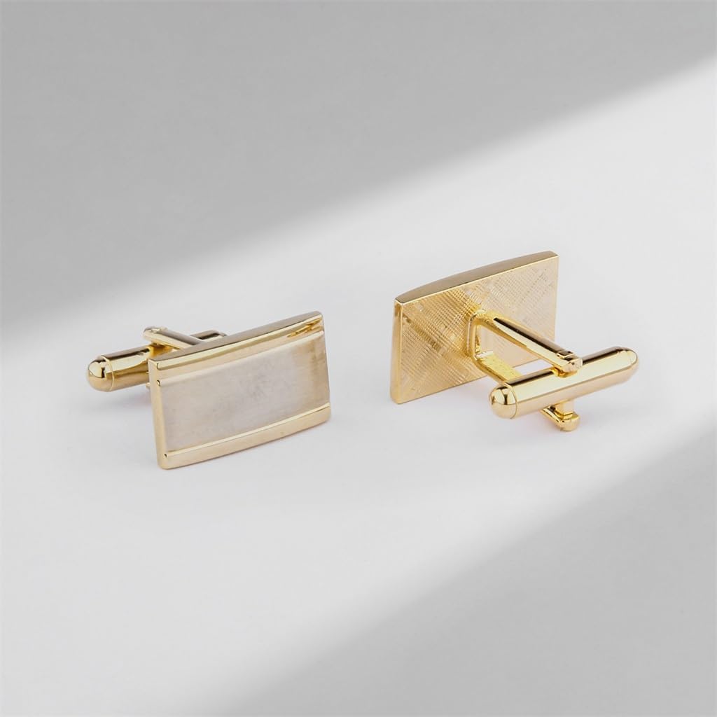 Men's tie clip cuff link set gold-plated stud
