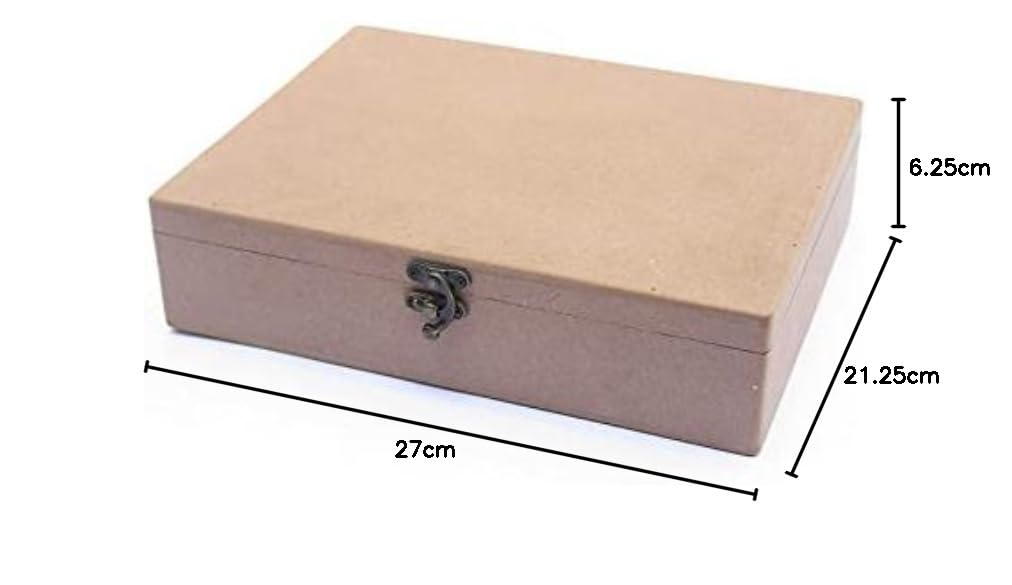MDF Box Craft - Plain MDF Wood Blank Rectangular Box for Painting, Decoupage, Wooden Sheet Craft, Resin Art Work & Decoration (10.5 in X 8.5 in X 2.5 in)