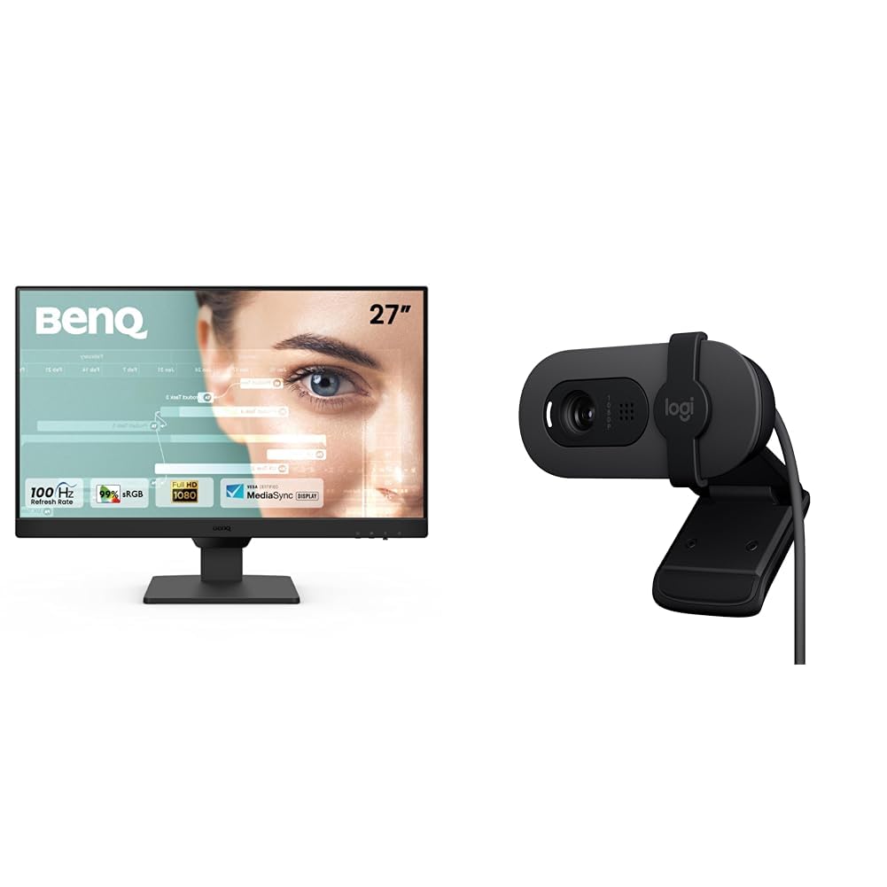 BenQ GW2790, 27 Inch (68.58 cm), IPS, FHD 1920x1080, 100Hz, Black, 99% sRGB, Eye-Careu, Dual HDMI, DisplayPort, Bezel-Less, Eyesafe, VESA Wall Mountable + Logitech Brio 100 Full HD 1080P Webcam-image-47