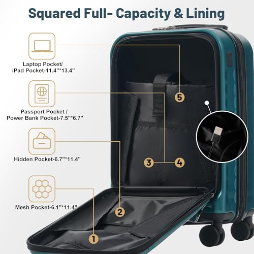 image for Merax Luggage Sets Front Opening, 2 Piece Hardshell Suitcase with Spin