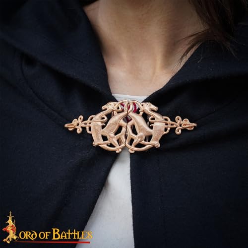 Image of Lord of Battles Viking Cloak Clasp Bronze Cloak Pin Celtic Brooch Pin for Cloak Scarf, Shawl Handmade Lost-Wax Cast Bronze