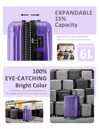 Image of Luggage Sets 2 Piece,PC+ABS Expandable Suitcases with Wheels