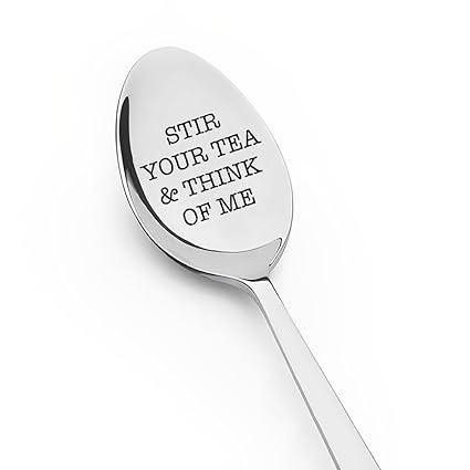 Anniversary Christmas Gifts for Husband Couple Boyfriend Valentines Day Birthday Gift for Daughter Sister Graduation Gifts Stir Your Tea and Think of Me Engraved Spoon Gifts Tea Coffee Lovers Gift