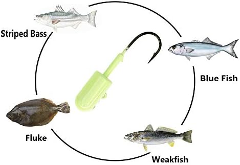 Glow In The Dark Bullet Jig Head – 8oz Saltwater Fishing Jig With 10/0 Hook 2 thumbnail image