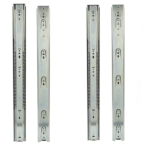 Image of Hettich KA 5632 Telescopic Ball Bearing Drawer Channel 250mm | Zinc Finish (Galvanised Steel) | Full Extension | 45kg Load | Normal Closing | for Home /Kitchen /Wardrobe Drawers | Pack of 2 (4 Pcs)