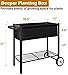 Koutemie Outdoor Raised Planter Bed Box with Legs for Gardening, Elevated DIY Garden Cart on Wheels for Vegetables Flower Tomato Herb Plant, Black