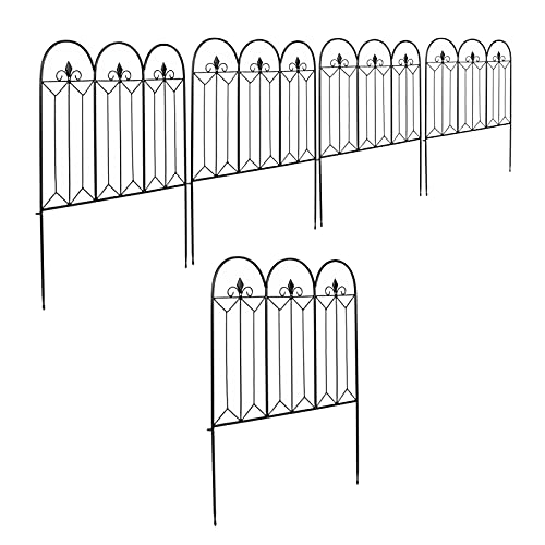 5Pcs Clôture de Jardin en Métal, Panneaux de clôture de jardin décoratifs Clôture Décorative Métal pour Jardin Motif Paysage et Barrière pour chiens parterres de fleurs arbres clôture de bordure